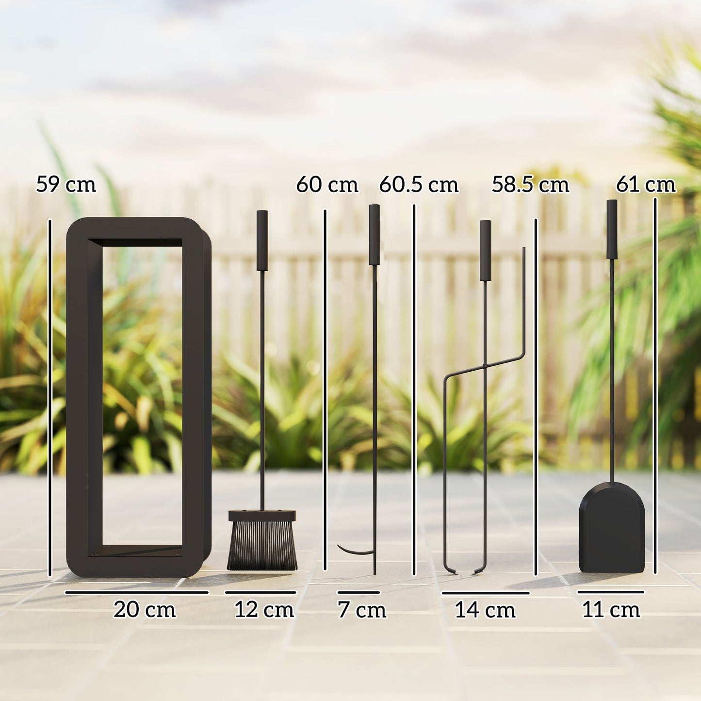 5 PCS Fireplace Companion Set, Metal Fireplace Accessories, Black