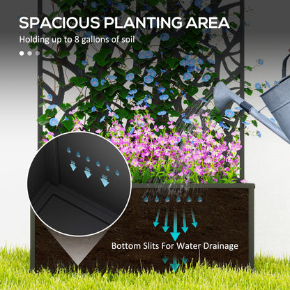 Metal Raised Garden Bed with Trellis, Outdoor Elevated Planter Box