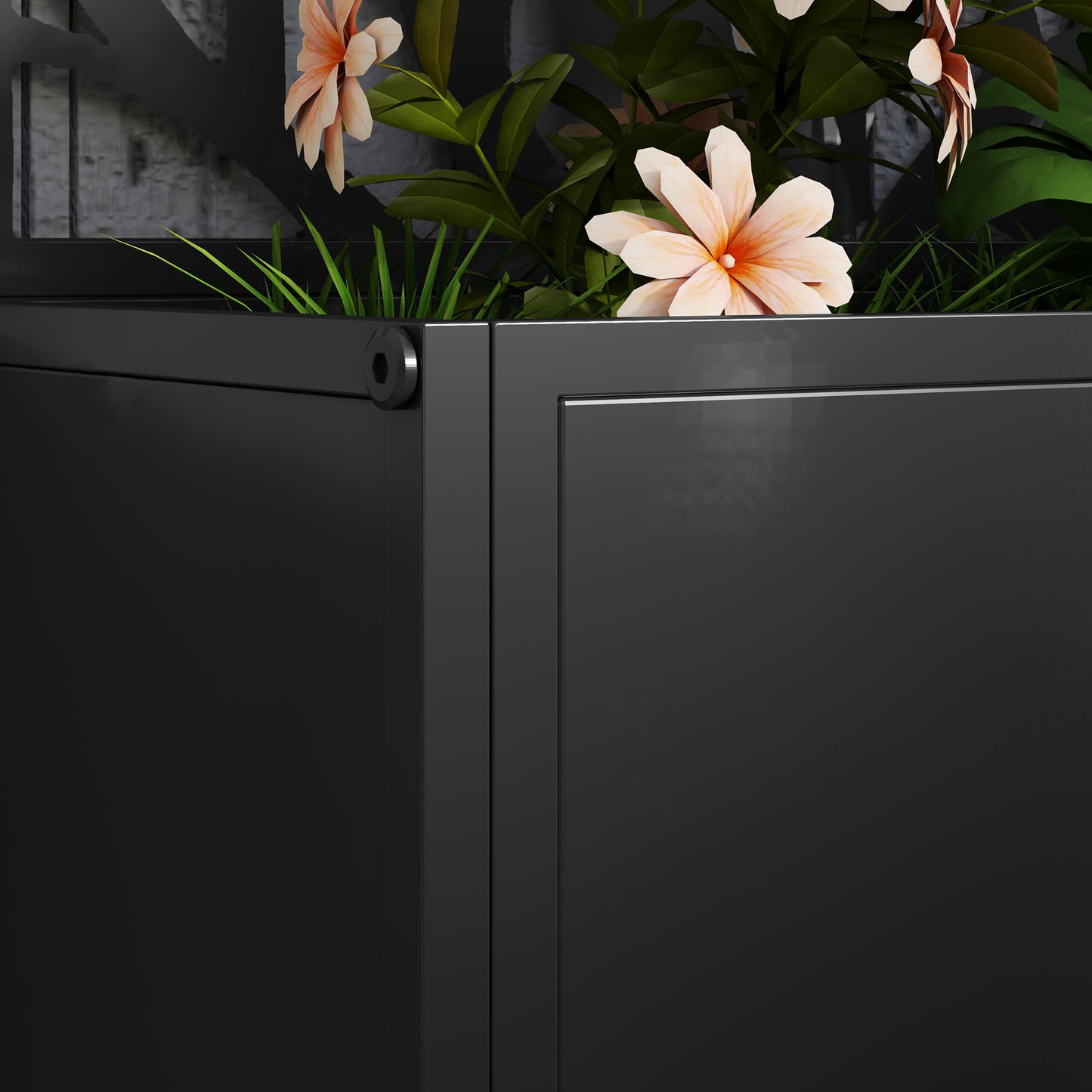 Metal Raised Garden Bed with Trellis, Outdoor Elevated Planter Box