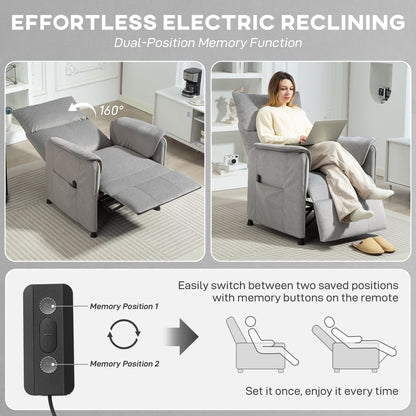 Electric Reclining Chair w/ Remote, Power Recliner for Elderly, Grey