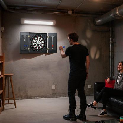 Bristle Dartboard Set with Cabinet, 6 Steel Tip Darts, Dart Board