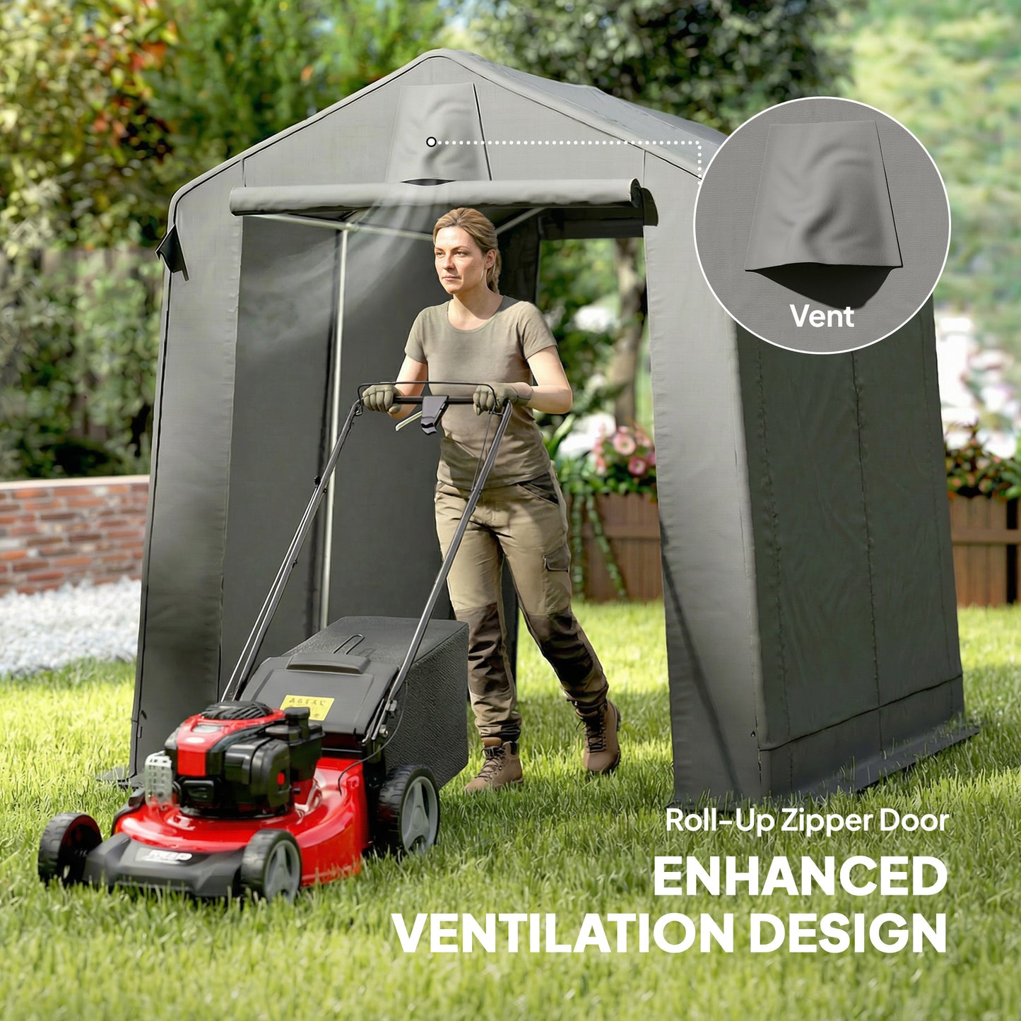 7.5 x 6.2 ft Outdoor Garden Storage Shed, Waterproof Bike Tent
