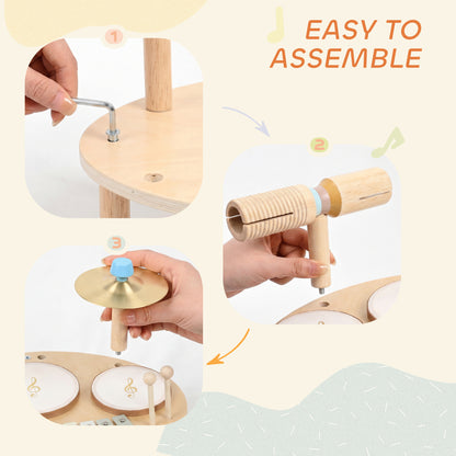Baby Drum Kit, Wooden Kids Musical Instruments, Gift for Girls Boys