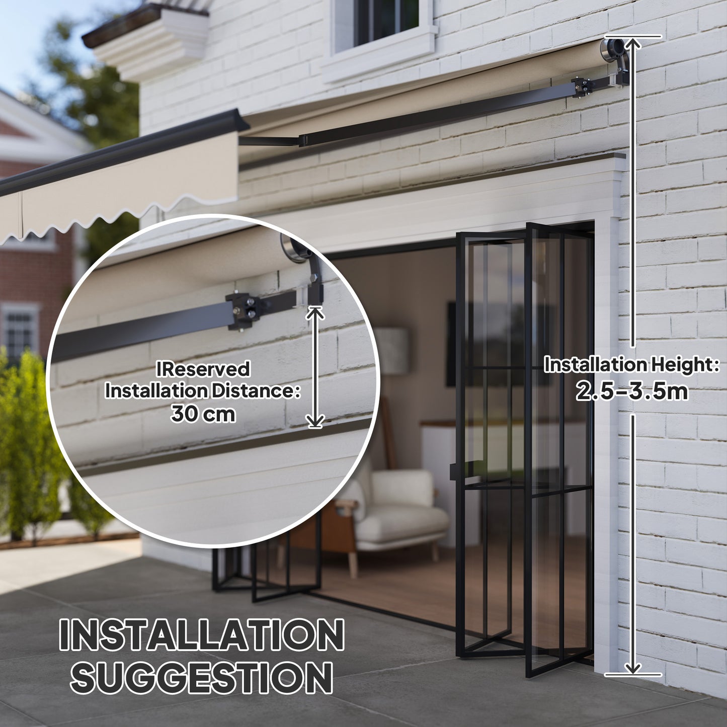3.5 x 3(m) Electric Retractable Awning w/ Aluminium Frame Beige
