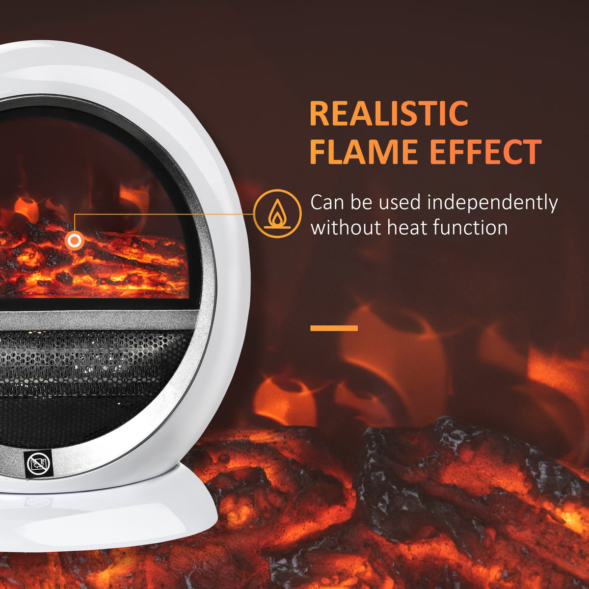 Table Top Electric Fireplace Heater W/ LED Flame Rotatable Head White