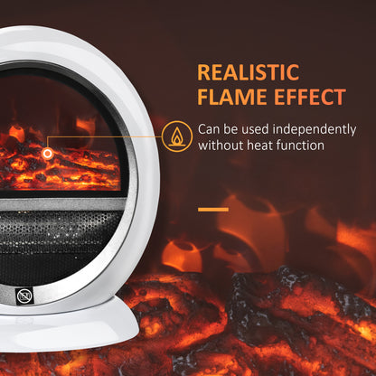 Table Top Electric Fireplace Heater W/ LED Flame Rotatable Head White