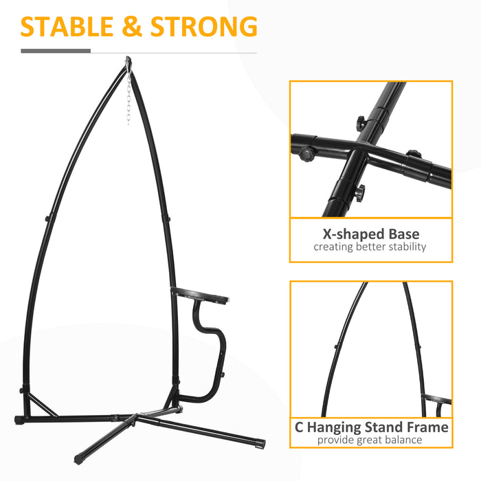 Hammock Chair Stand Only Construction Heavy Duty Metal C-Stand for Hanging Hammock Chair Porch Swing Indoor or Outdoor Use