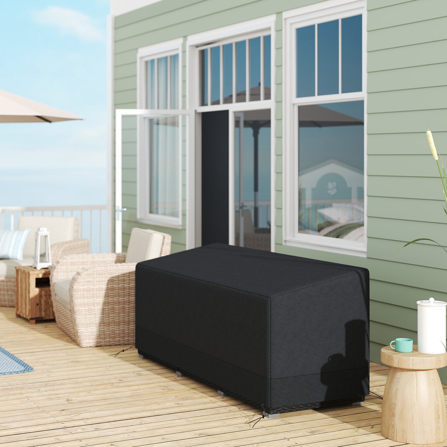 190x72x76cm Rectangular Patio Furniture Cover for Chairs Black