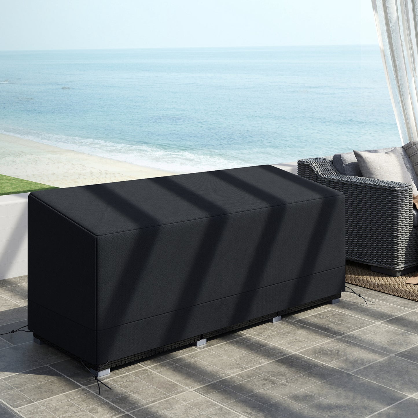 190x72x76cm Rectangular Patio Furniture Cover for Chairs Black