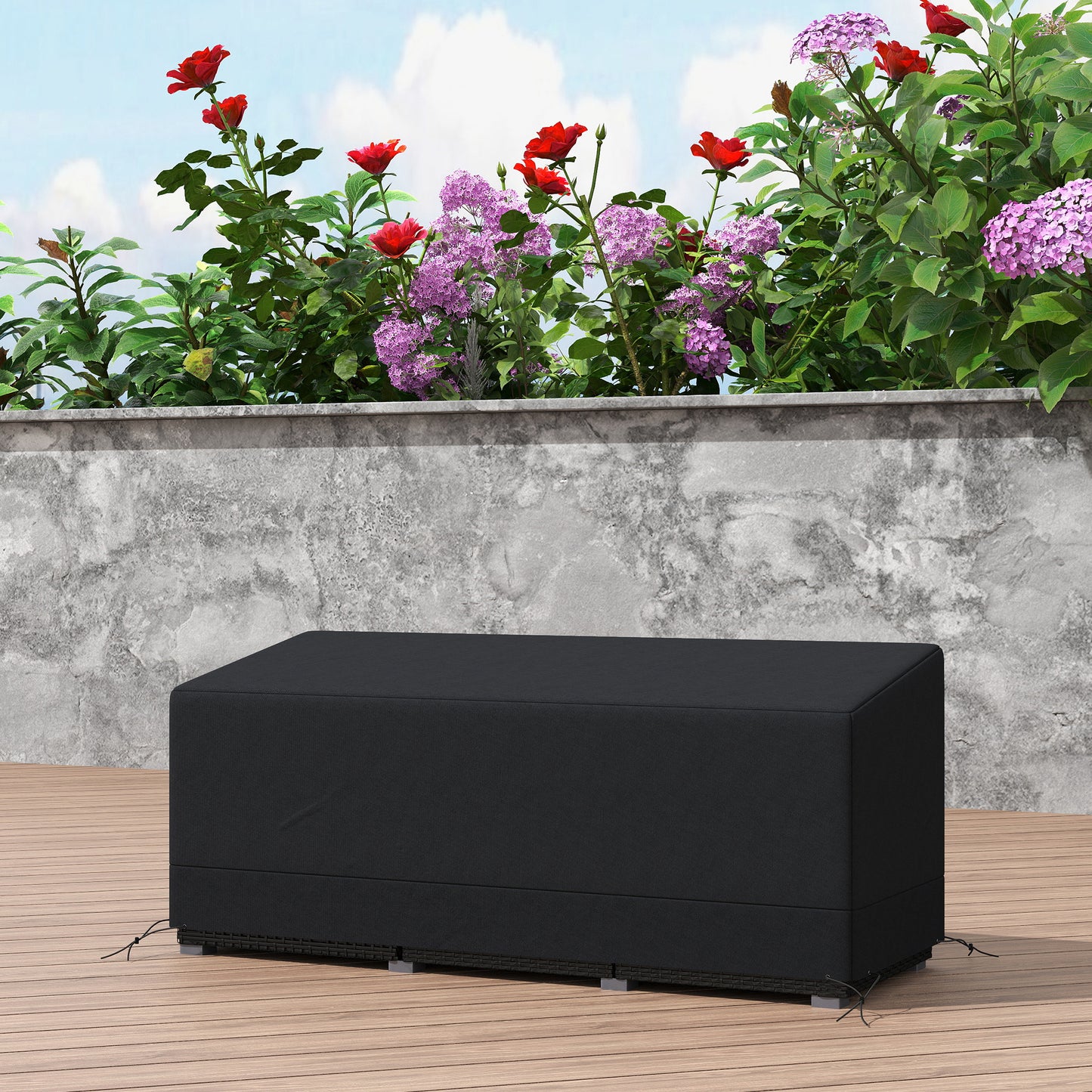 190x72x76cm Rectangular Patio Furniture Cover for Chairs Black