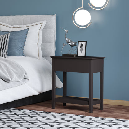 End Table, Narrow Side Table with Flip Top, Bottom Shelf