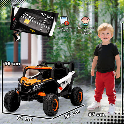 12V Kids Ride On Car, Electric Car for Kids UTV with Remote Control, Slow Start, Suspension System, LED Lights, Music, USB Port, for Boys Girls 3-5 Years, Orange