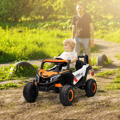 12V Kids Ride On Car, Electric Car for Kids UTV with Remote Control, Slow Start, Suspension System, LED Lights, Music, USB Port, for Boys Girls 3-5 Years, Orange