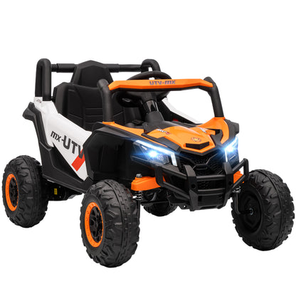 12V Kids Ride On Car, Electric Car for Kids UTV with Remote Control, Slow Start, Suspension System, LED Lights, Music, USB Port, for Boys Girls 3-5 Years, Orange