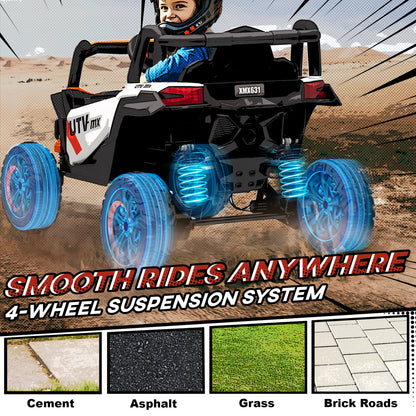 12V Kids Ride On Car, Electric Car for Kids UTV with Remote Control, Slow Start, Suspension System, LED Lights, Music, USB Port, for Boys Girls 3-5 Years, Orange