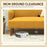 2 Seater Sofa with 21cm Thick Padding and Wood Legs, Yellow