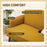 2 Seater Sofa with 21cm Thick Padding and Wood Legs, Yellow