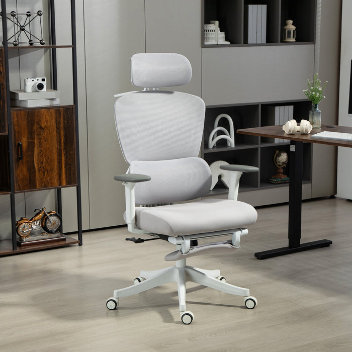 Ergonomic Office Chair, Recliner Computer Chair with Footrest, Grey