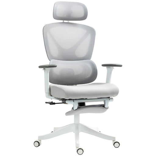 Ergonomic Office Chair, Recliner Computer Chair with Footrest, Grey