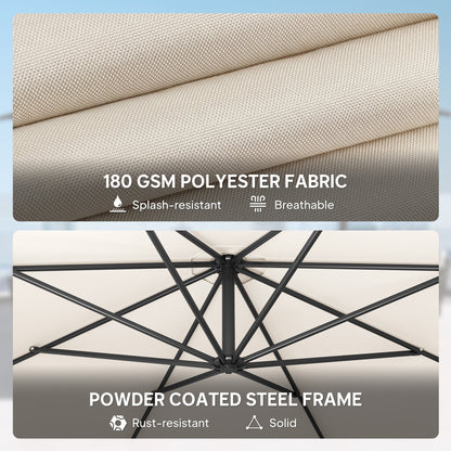 3(m) Garden Banana Parasol Cantilever Umbrella w/ Base, Cream White