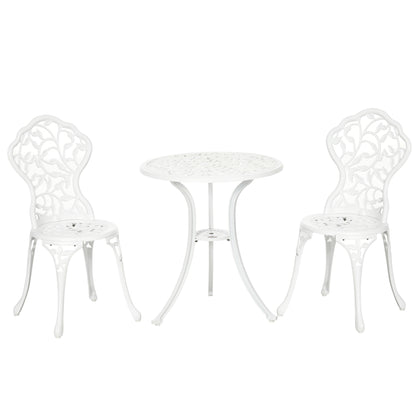 3 Pcs Aluminium Bistro Set Garden Furniture Dining Table Chairs Antique Outdoor Seat Patio Seater White