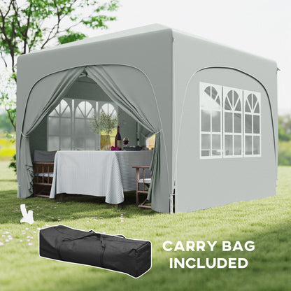 3 x 3(m) UPF50+ Pop Up Gazebo with Sides and Carry Bag, Light Grey