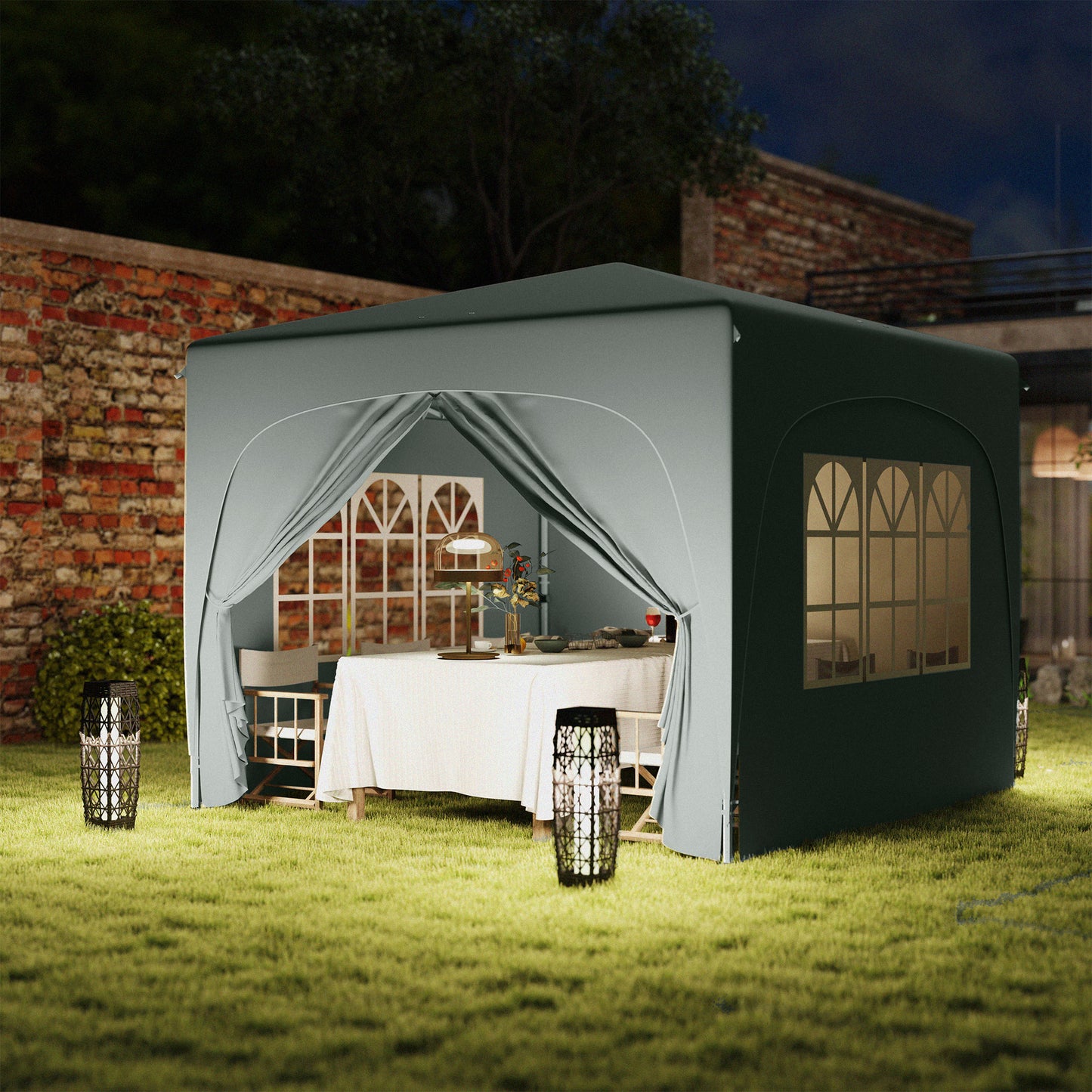 3 x 3(m) UPF50+ Pop Up Gazebo with Sides and Carry Bag, Light Grey