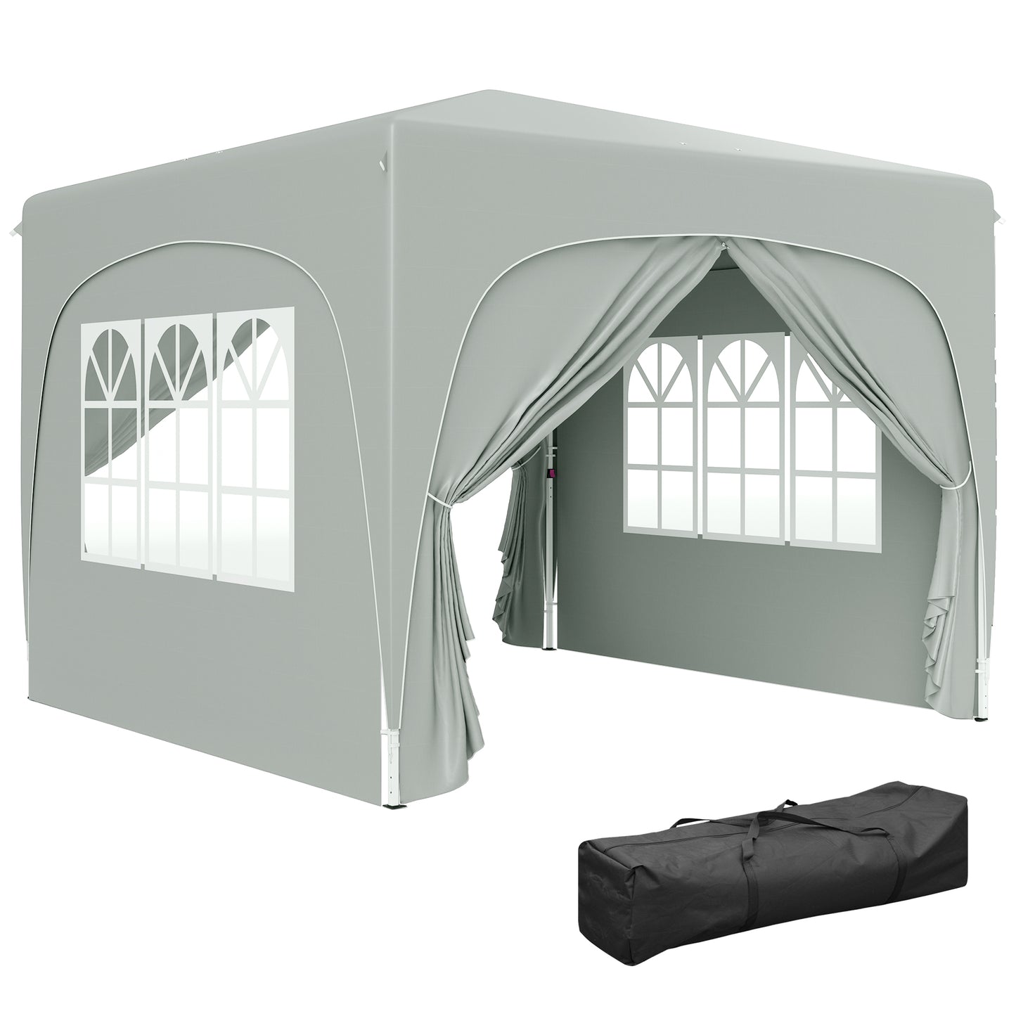 3 x 3(m) UPF50+ Pop Up Gazebo with Sides and Carry Bag, Light Grey