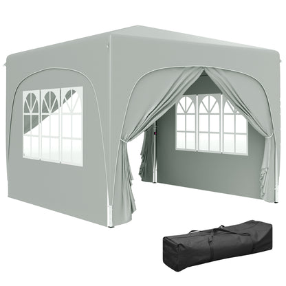 3 x 3(m) UPF50+ Pop Up Gazebo with Sides and Carry Bag, Light Grey