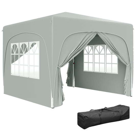 3 x 3(m) UPF50+ Pop Up Gazebo with Sides and Carry Bag, Light Grey