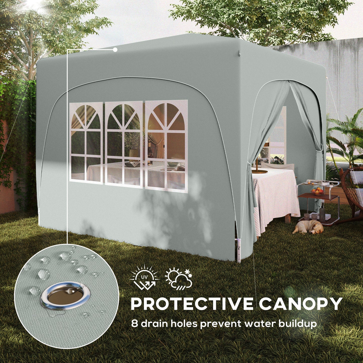 3 x 3(m) UPF50+ Pop Up Gazebo with Sides and Carry Bag, Light Grey