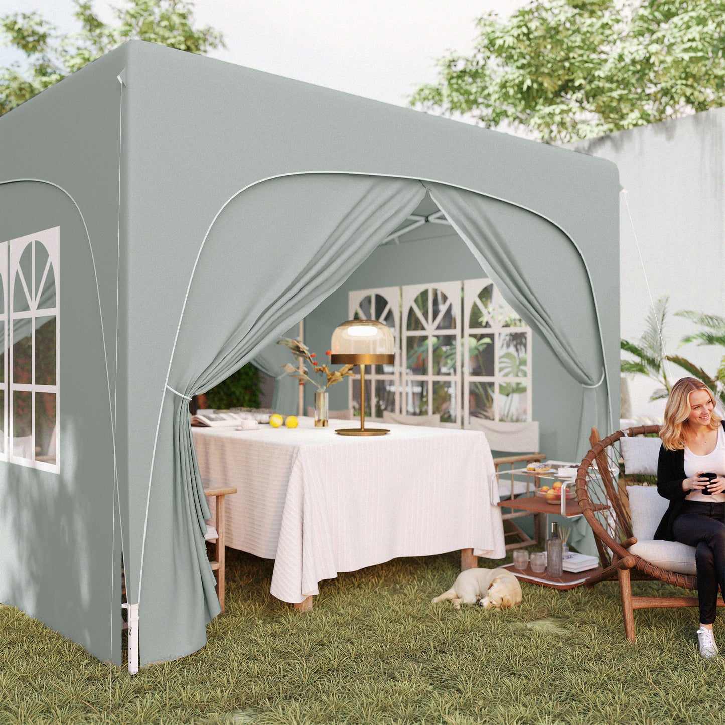 3 x 3(m) UPF50+ Pop Up Gazebo with Sides and Carry Bag, Light Grey