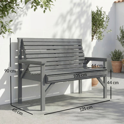 Wooden Garden Bench 2 Seater, Patio Bench for Indoor Outdoor