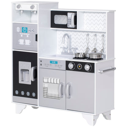 Kids Play Kitchen Toy Kitchen with Stove Sounds, Ice & Coffee Maker