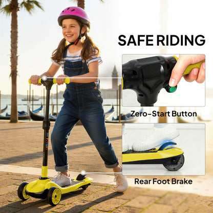 Electric Scooter for Kids, 3 Wheel Foldable Kids Scooter, Yellow