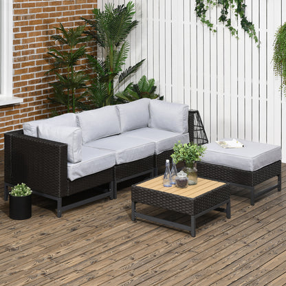 Rattan Corner Sofa, Rattan Garden Furniture Wood Grain Plastic Table
