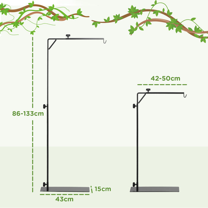 86-129Hcm Reptile Lamp Stand, Adjustable Lamp Holder w/ Base, Hook