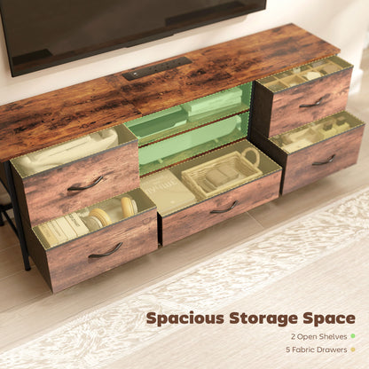 TV Unit with Charging Station, TV Stand for TVs up to 65 Inch