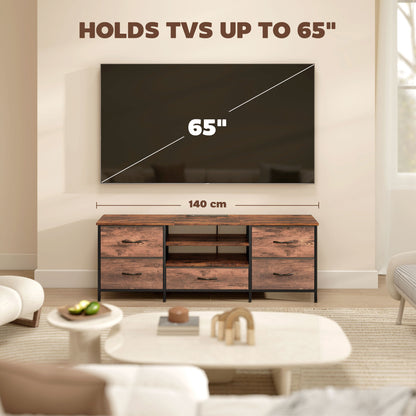 TV Unit with Charging Station, TV Stand for TVs up to 65 Inch