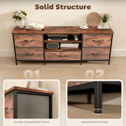 TV Unit with Charging Station, TV Stand for TVs up to 65 Inch