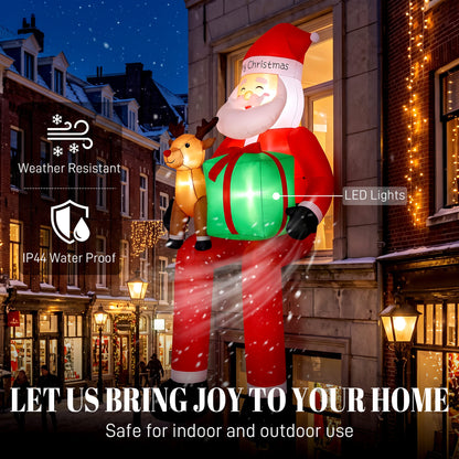 9.3ft Giant Christmas Inflatable Hanging Santa Claus w/ Reindeer