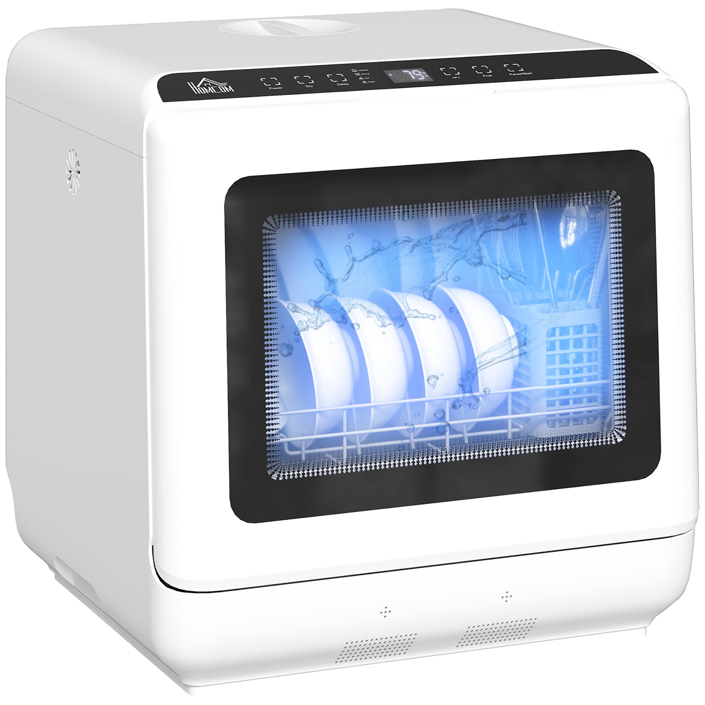 Countertop Dishwasher with Dual Water Supply and 6 Programs, White