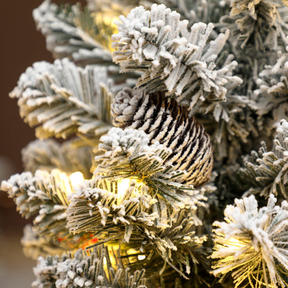 60 cm Prelit Small Christmas Tree, Snow Flocked Tabletop Xmas Tree