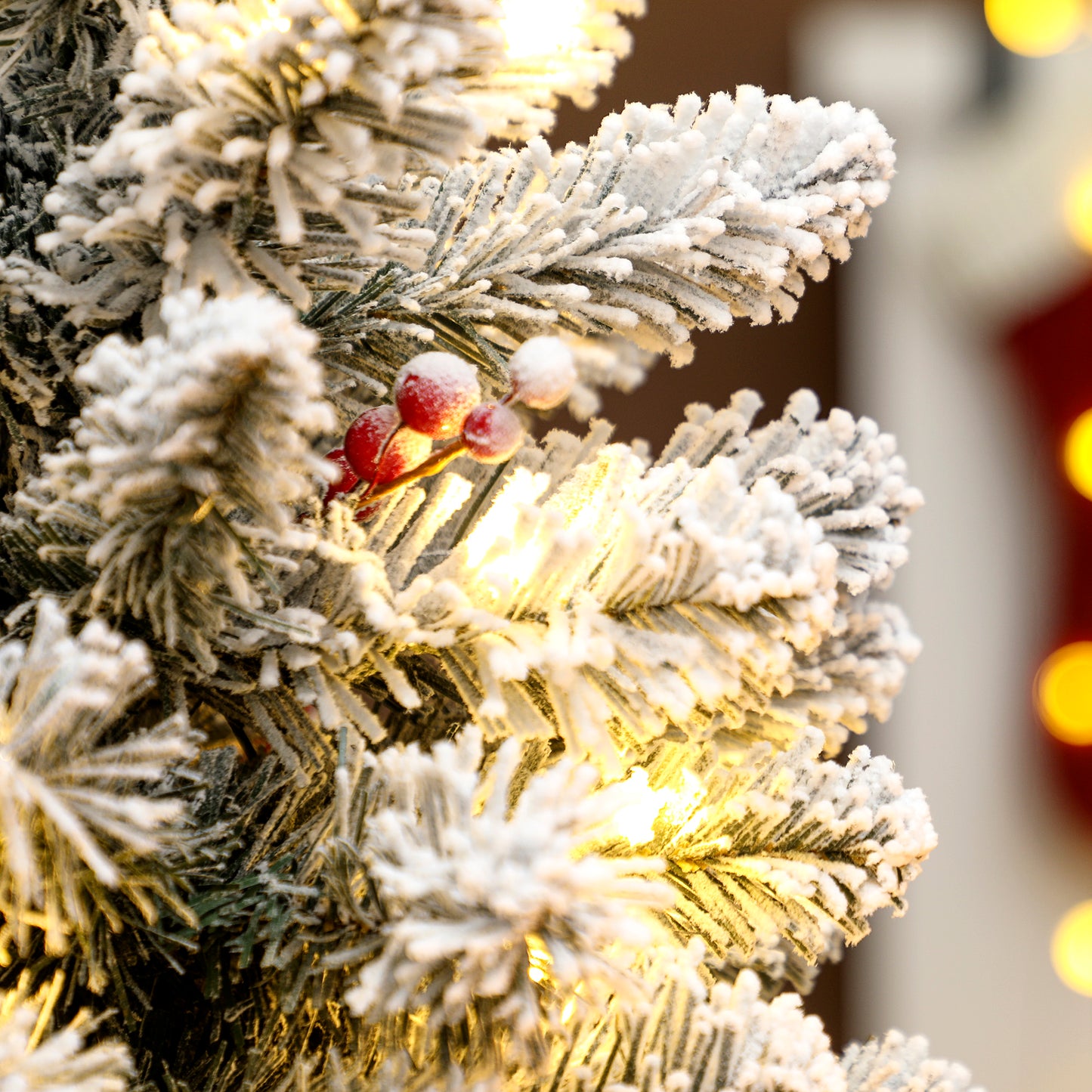 60 cm Prelit Small Christmas Tree, Snow Flocked Tabletop Xmas Tree