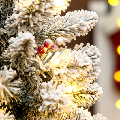 60 cm Prelit Small Christmas Tree, Snow Flocked Tabletop Xmas Tree