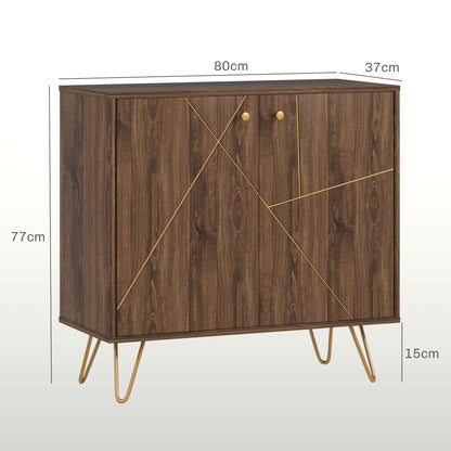 Sideboard Storage Cabinet with Luxurious Steel Lines Steel Legs Brown