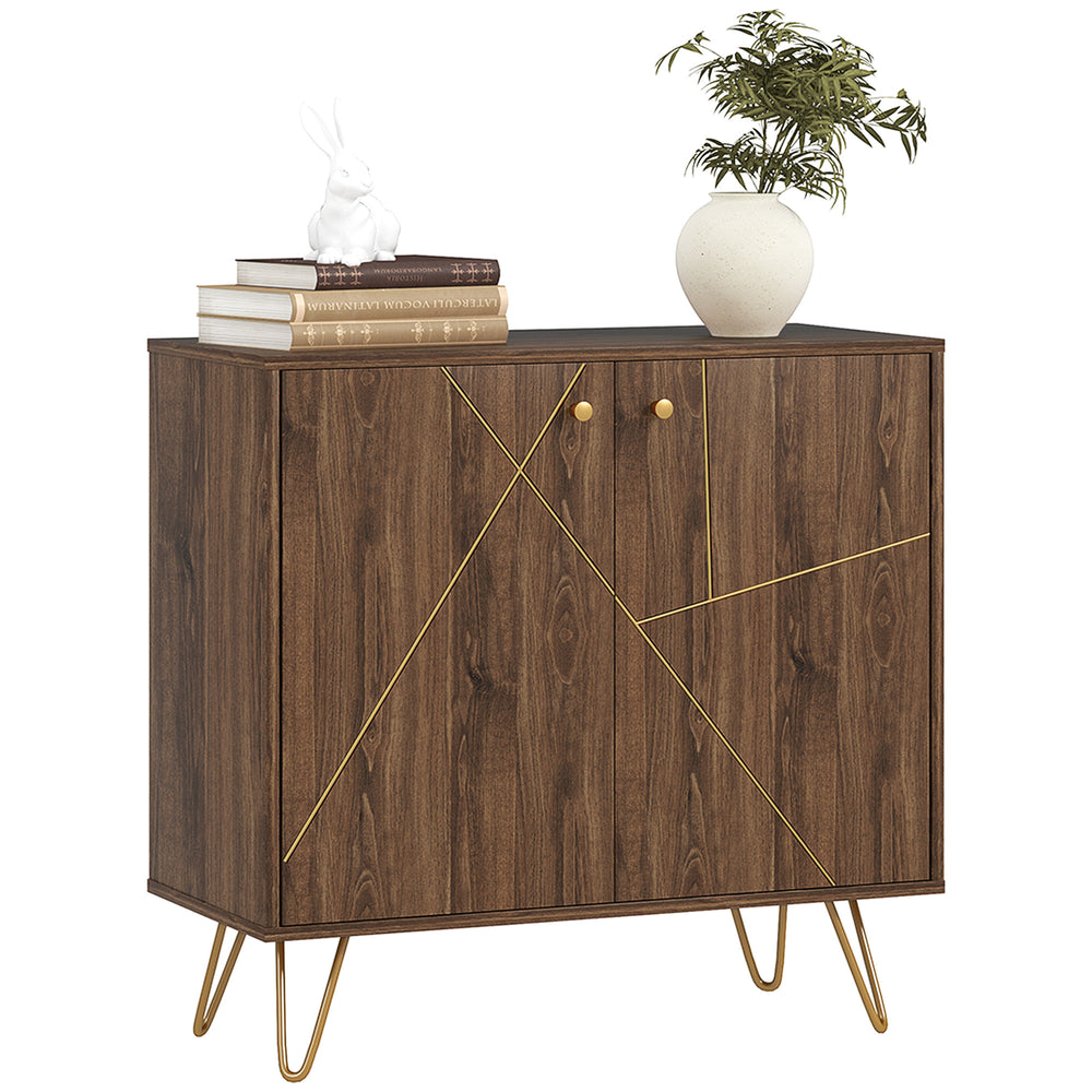 Sideboard Storage Cabinet with Luxurious Steel Lines Steel Legs Brown