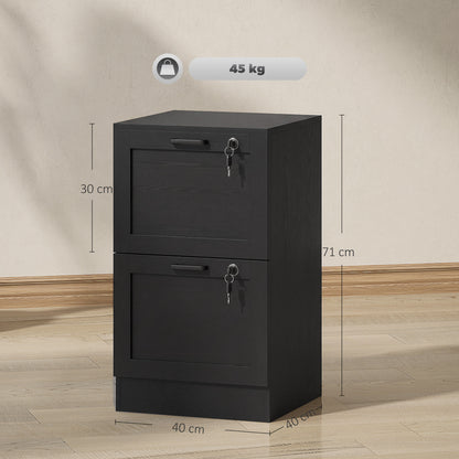 2-Drawer File Cabinet, Lockable Filing Cabinet for A4 Letter, Black