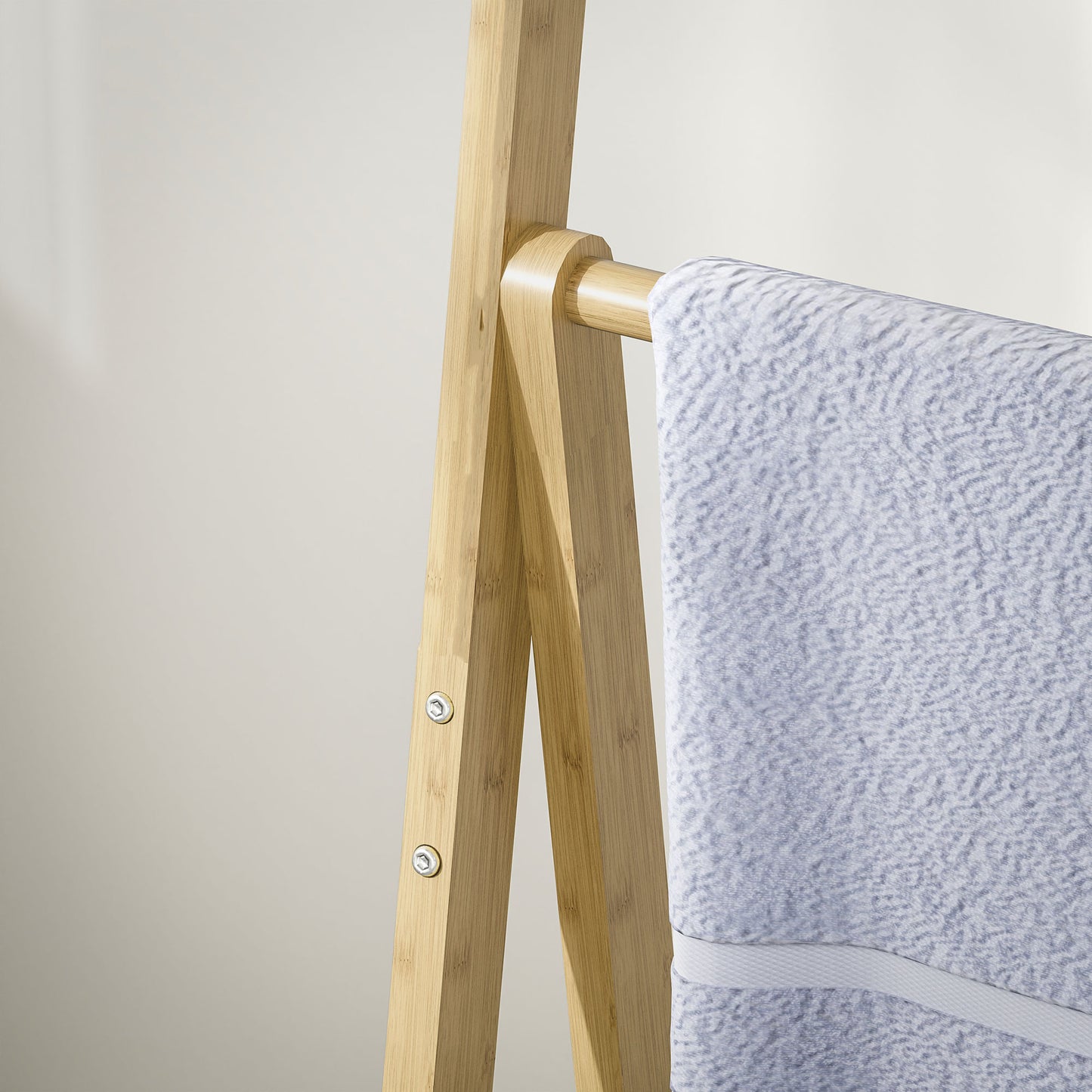 3-Tier Folding Bamboo Bathroom Storage Shelving Unit with Towel Bars