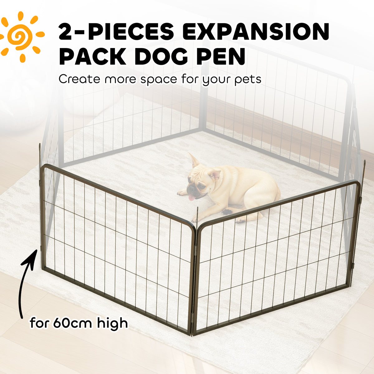 2 Piece Dog Pen Expansion Pack for 60cm High Pet Playpen for S Dogs